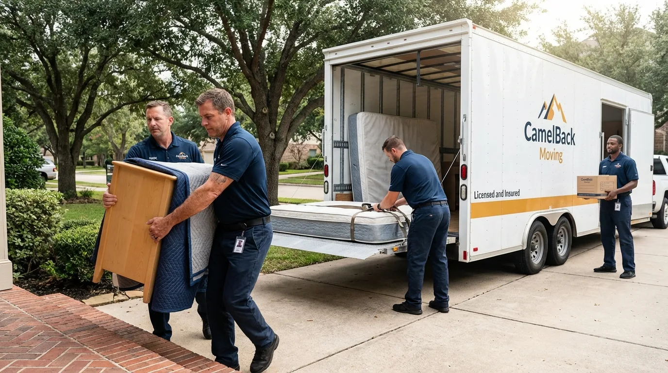 Crew loading residential truck for cross-state move from Calumet City, IL
