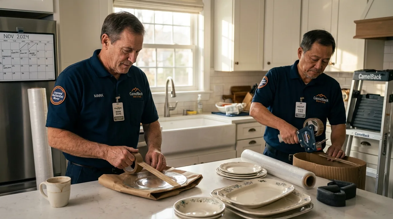 Professional crew packing kitchen dishware in Calumet City, IL