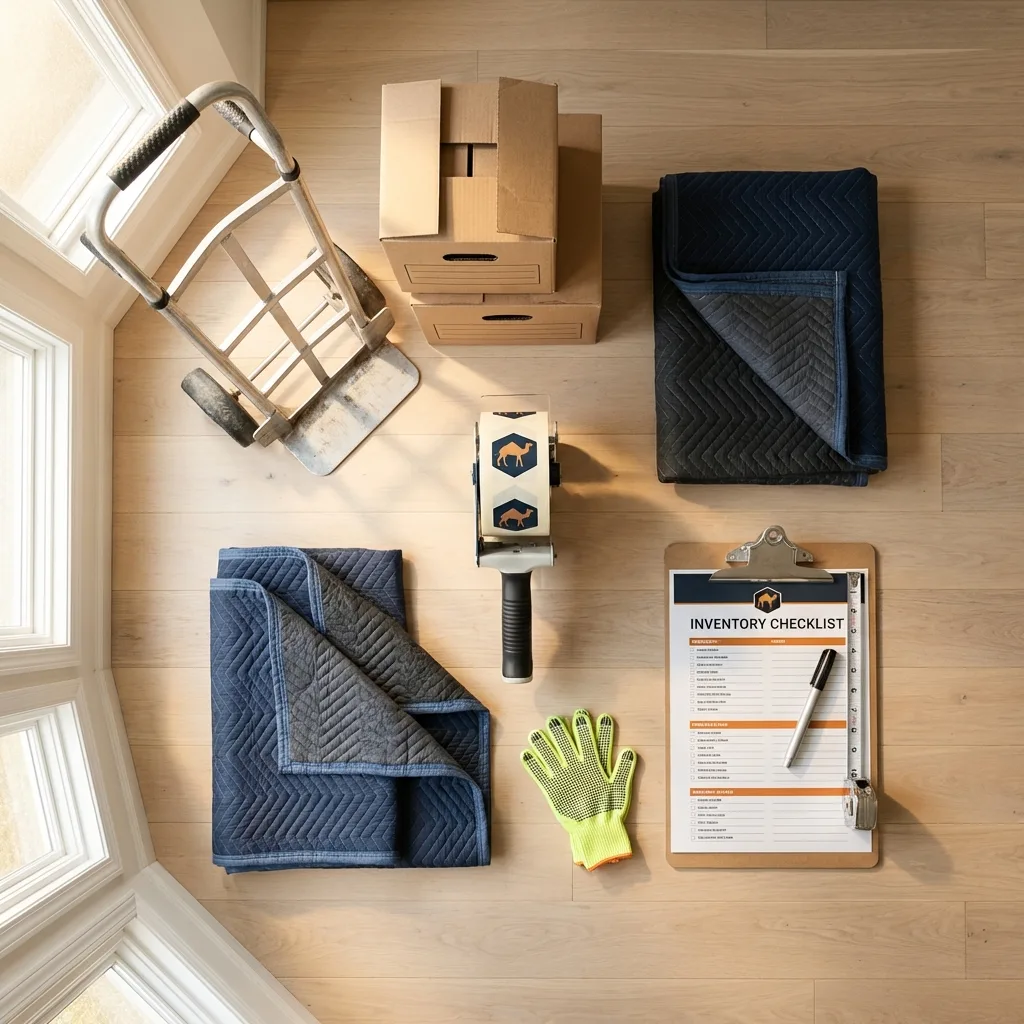 Professional moving supplies and packing materials layout for Calumet City residential relocations